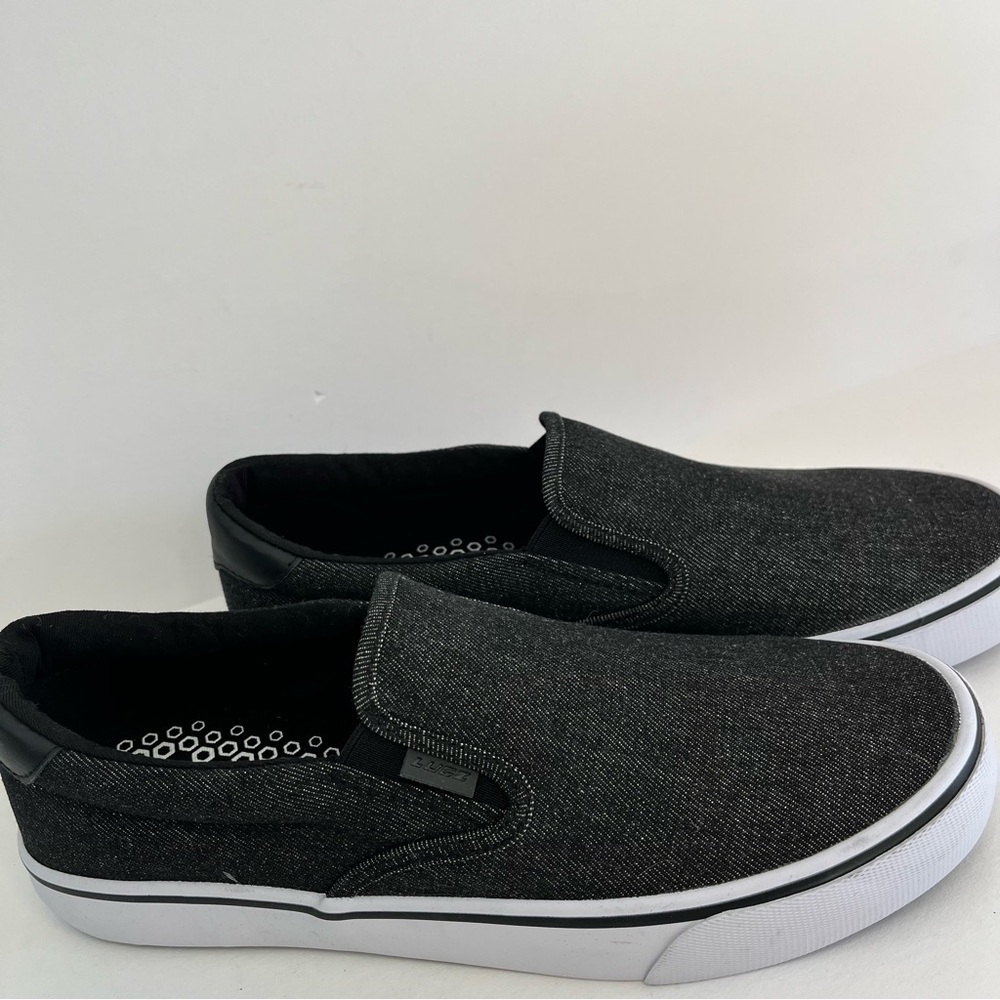 Lugz Men's Sammy Canvas Slip-on Sneaker 10 Blackish Tennis Shoe White Rubber